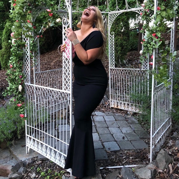 Black Evening Gown with Wrap Top - Picture 3 of 4